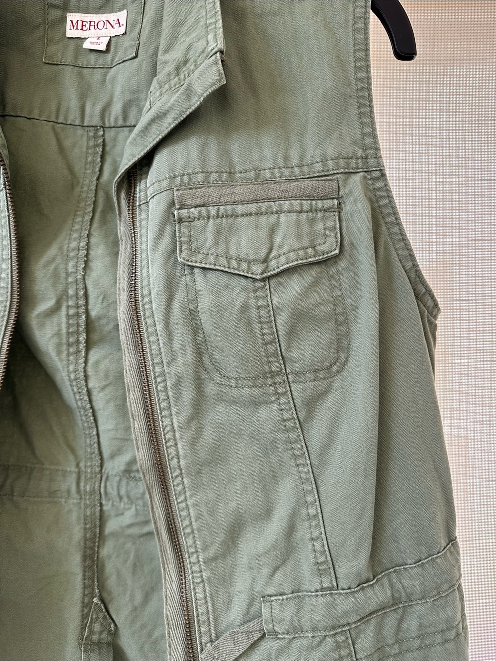 Merona Olive Green Utility Vest with Zip & Pockets - Picture 3 of 5